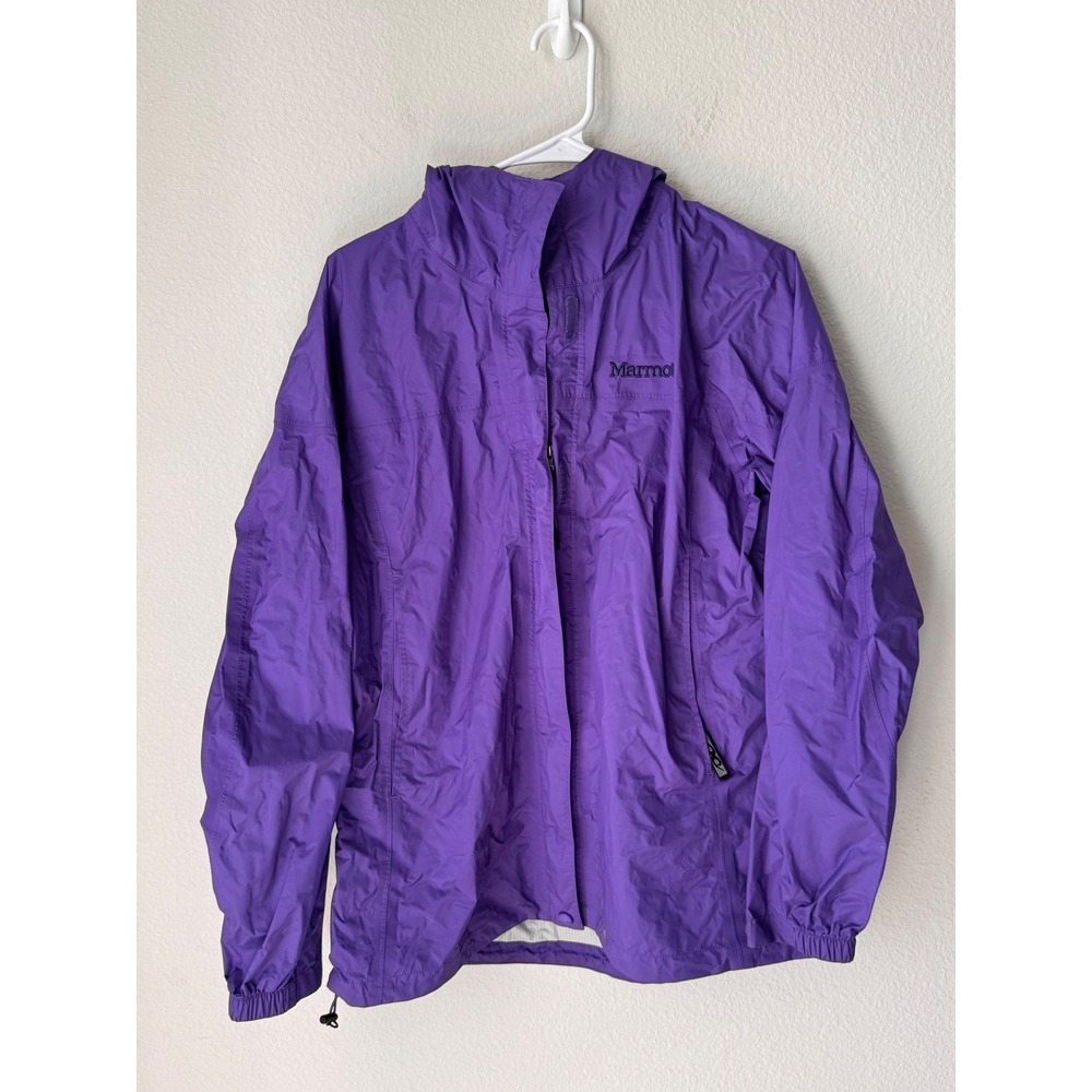 Marmot Precip Purple Rain Jacket Womens Large Hooded Waterproof Shell T55200-2